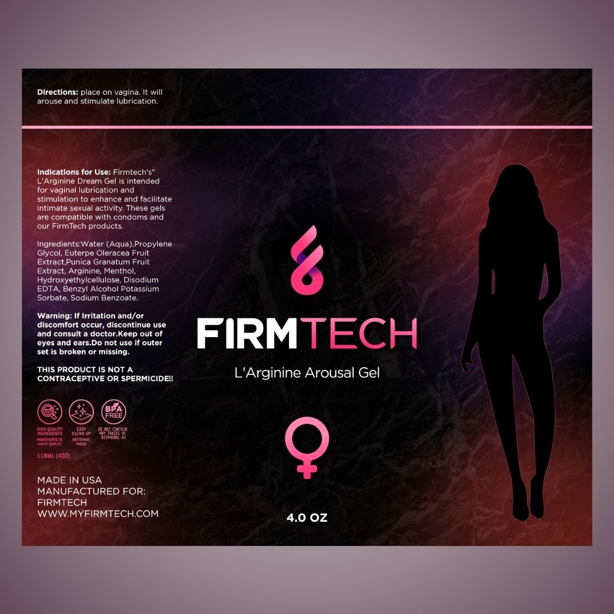 Mentholated L’Arginine Gel - FirmTech Inc